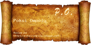 Poksi Ompoly névjegykártya